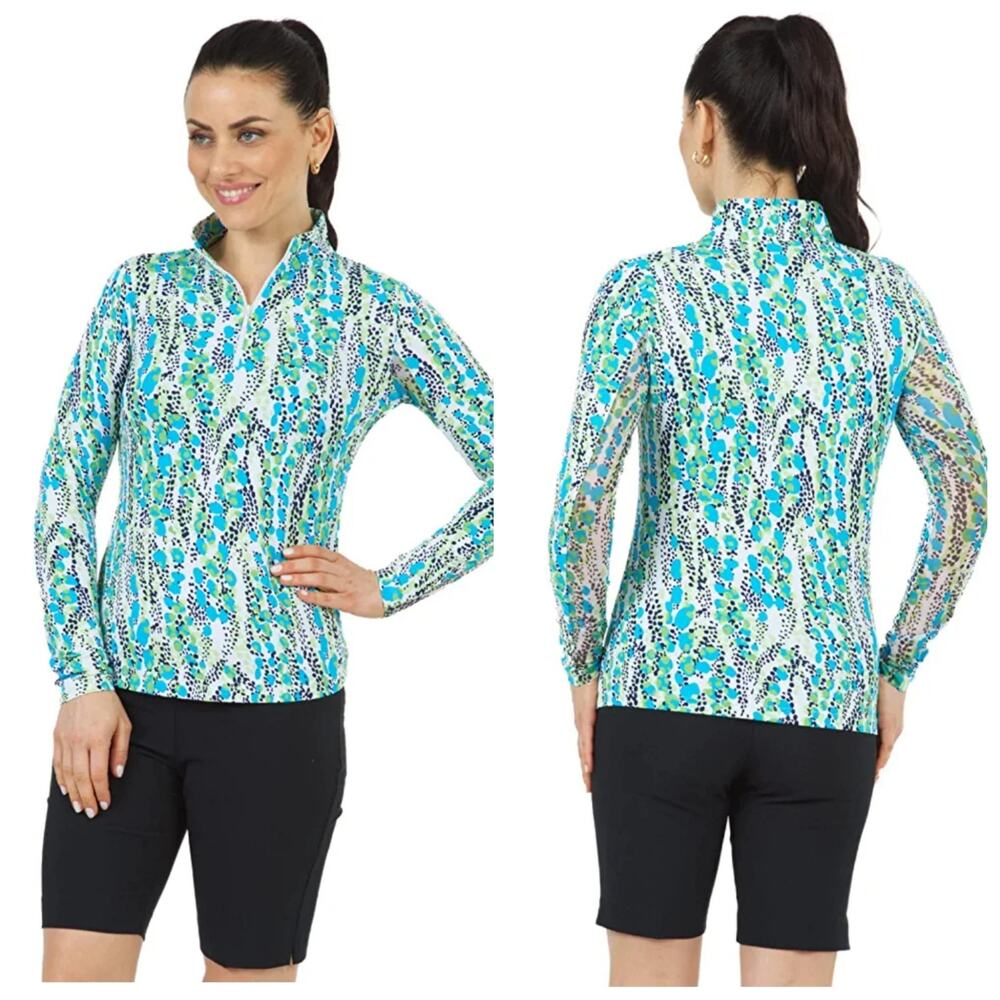 IBKUL Kamila 1/4 Zip Long Sleeve Mock Golf Shirt sz XS